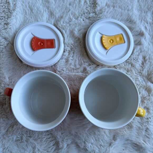 Corningware Pop-Ins 20-Ounce Mugs Set of 2 Orange & yellow microwave & oven safe - Picture 2 of 6